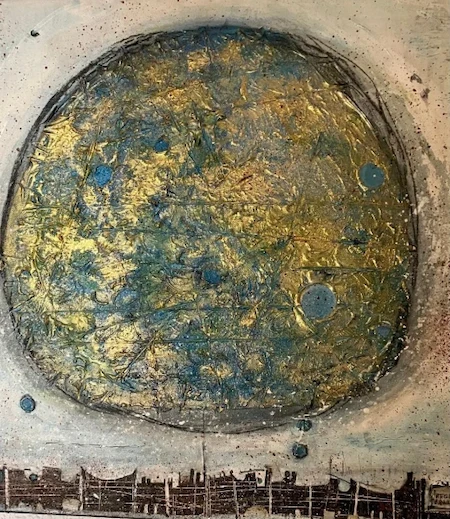 Gemälde von Rega Bannert "Die Welt auf der Flucht"